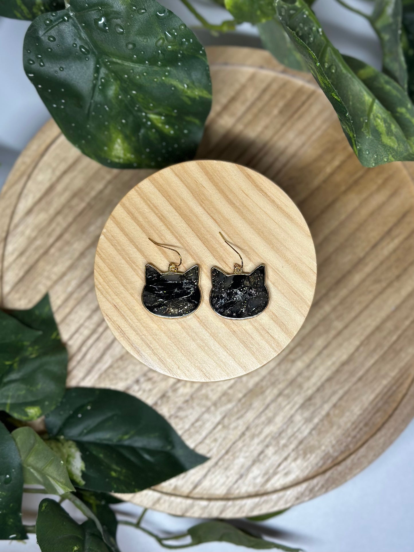 Cat Head Earrings - Black