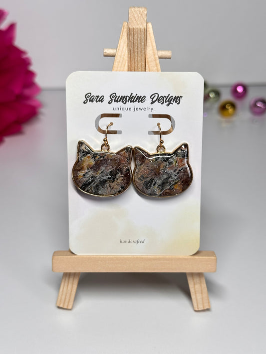 Cat Head Earrings - Calico