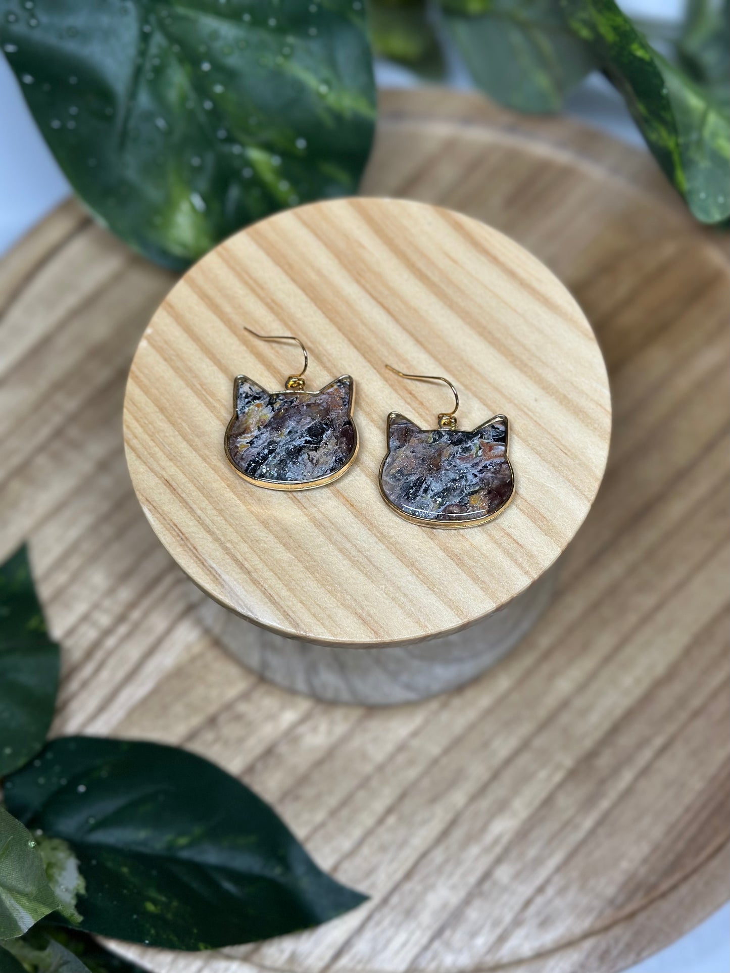 Cat Head Earrings - Calico