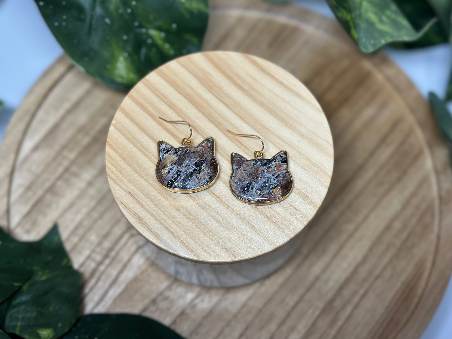 Cat Head Earrings - Calico