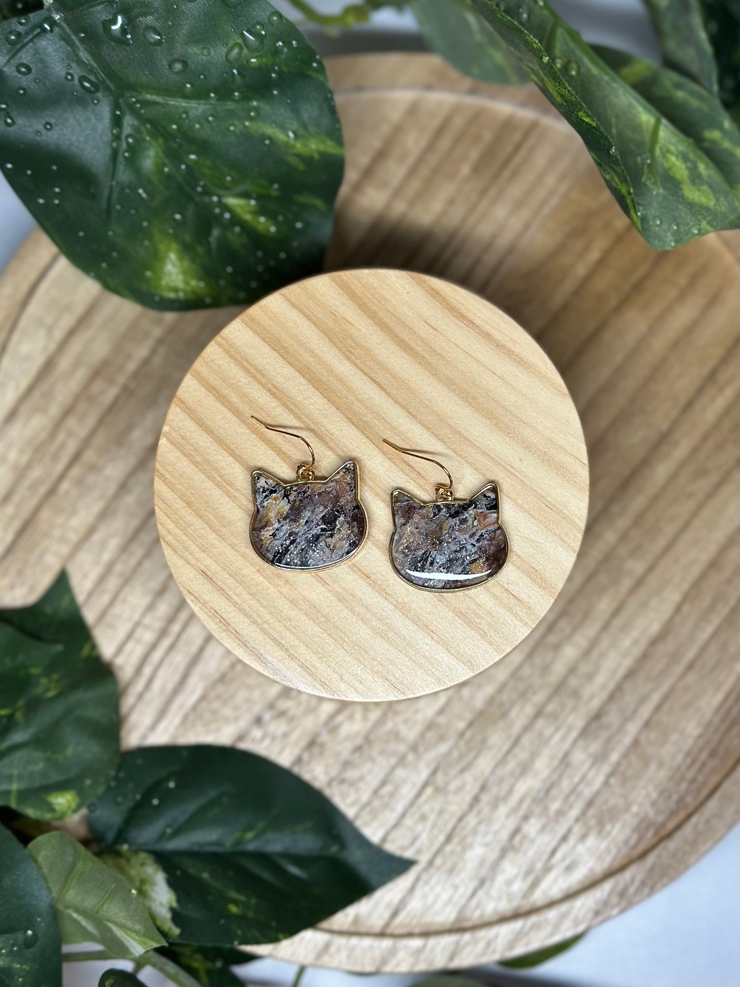 Cat Head Earrings - Calico