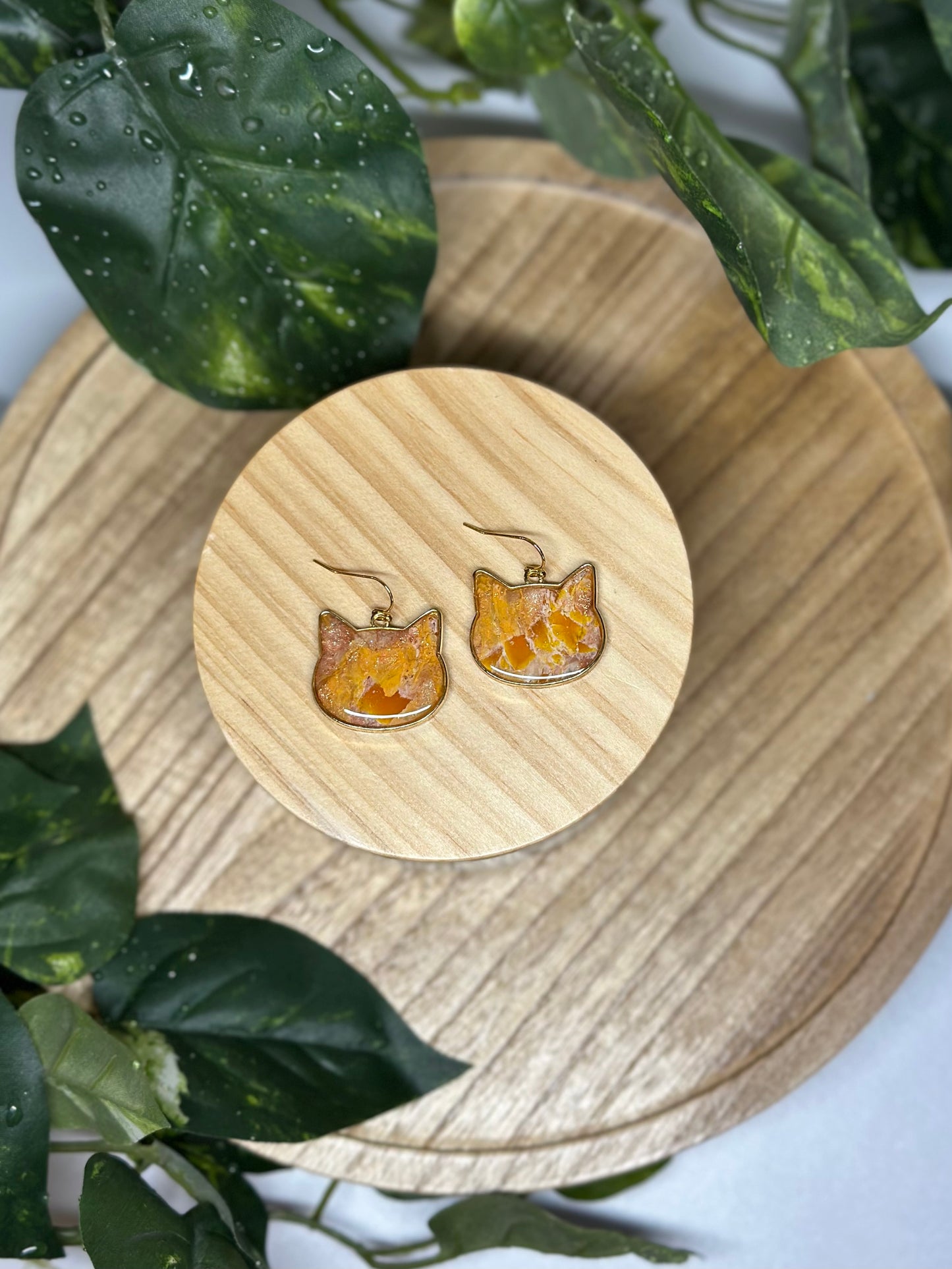 Cat Head Earrings - Orange