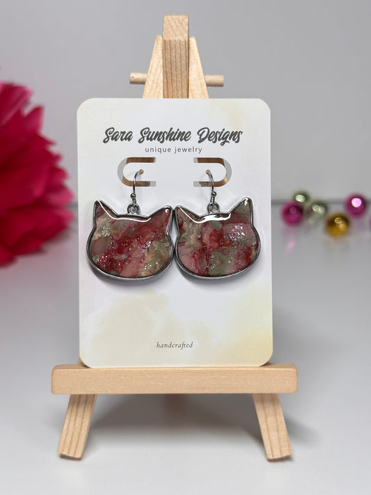 Cat Head Earrings - Rose