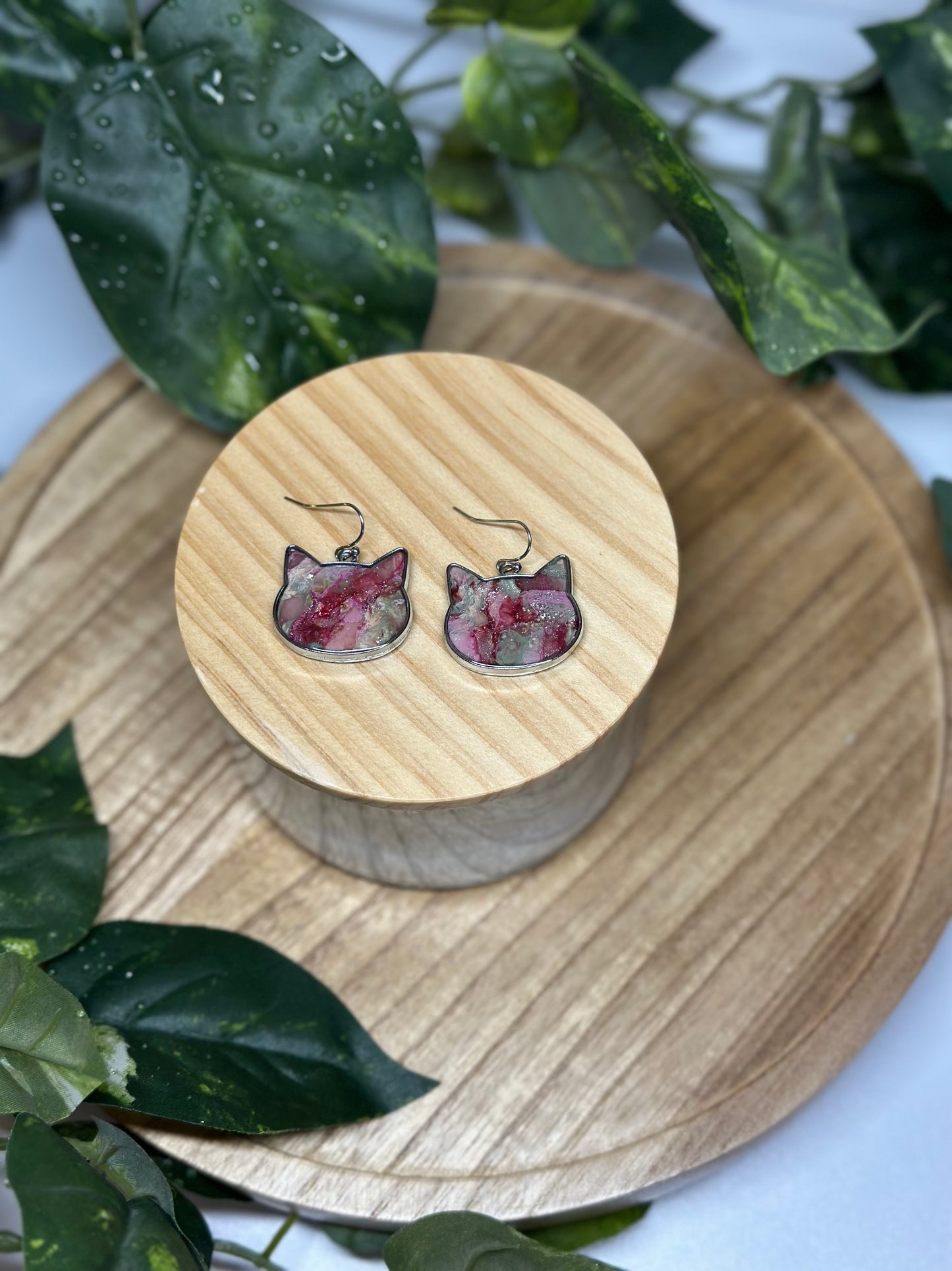Cat Head Earrings - Rose