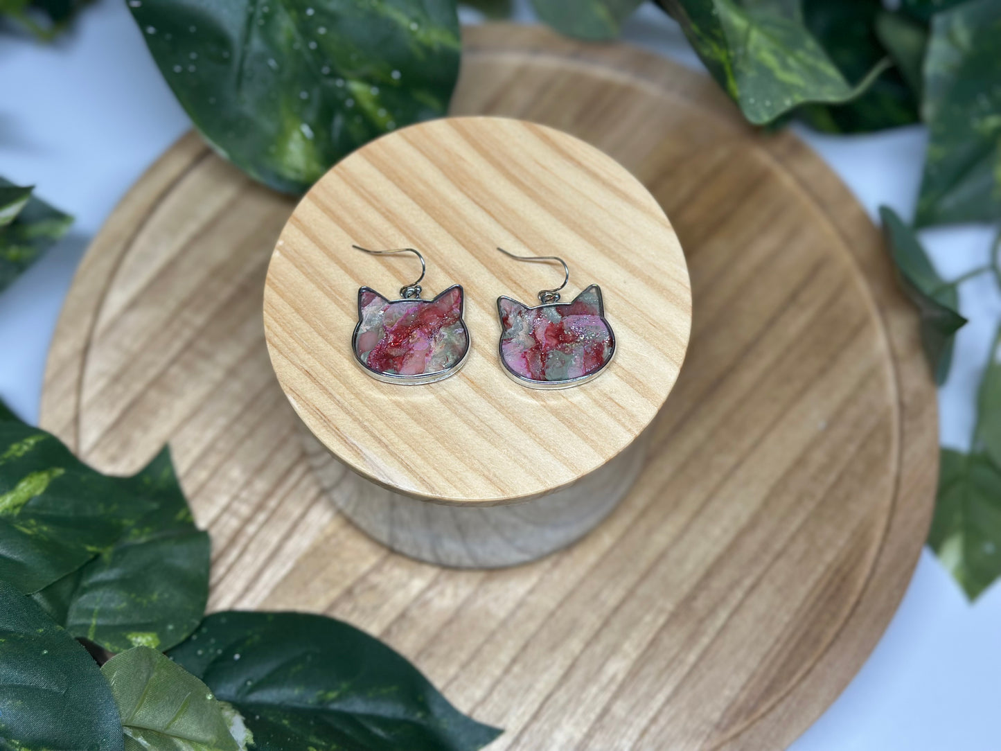 Cat Head Earrings - Rose