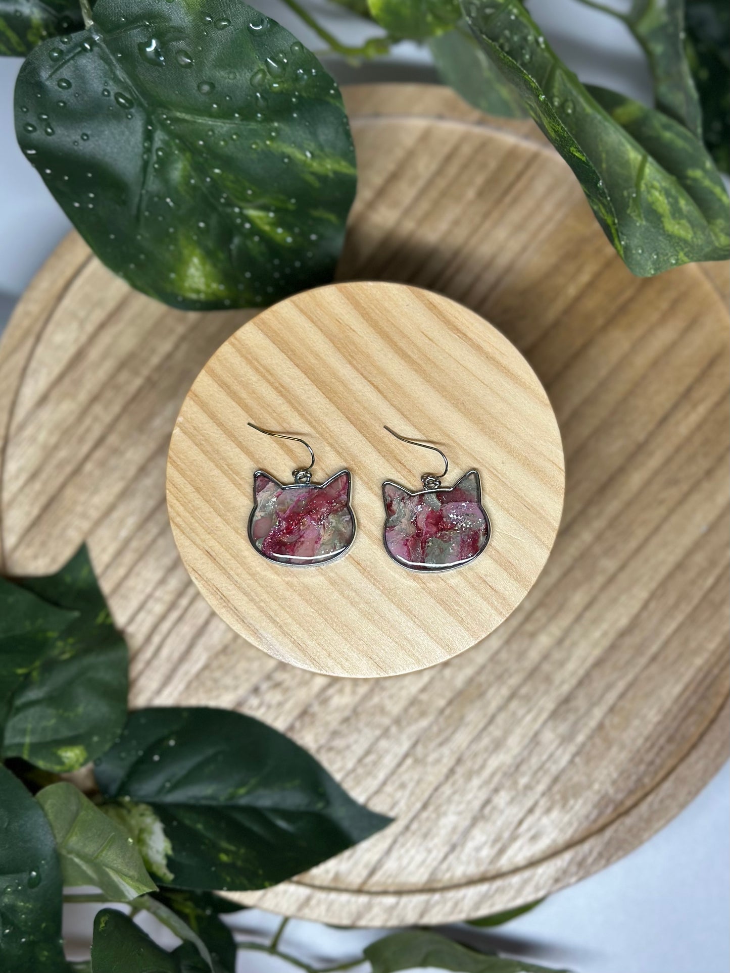 Cat Head Earrings - Rose