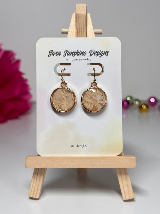 Circle Earrings - Beige