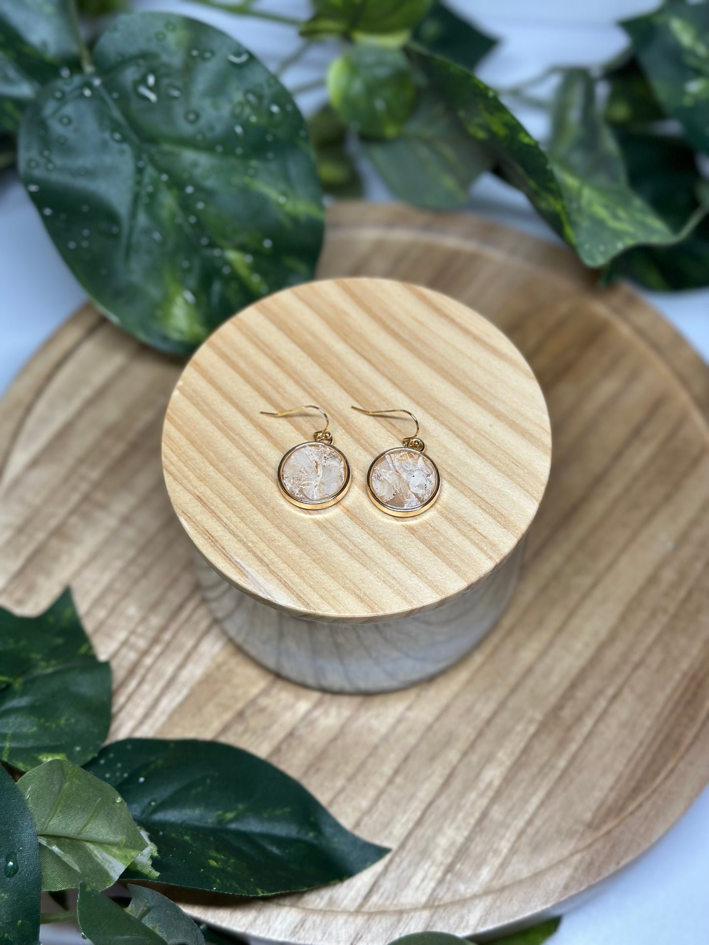 Circle Earrings - Beige