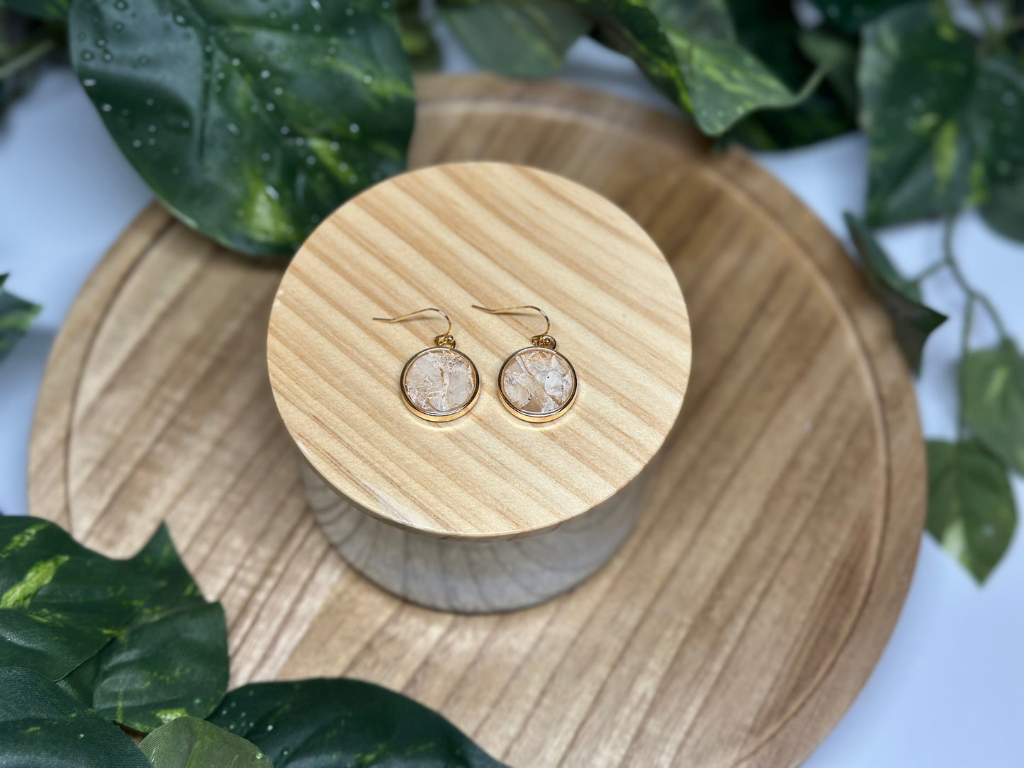 Circle Earrings - Beige