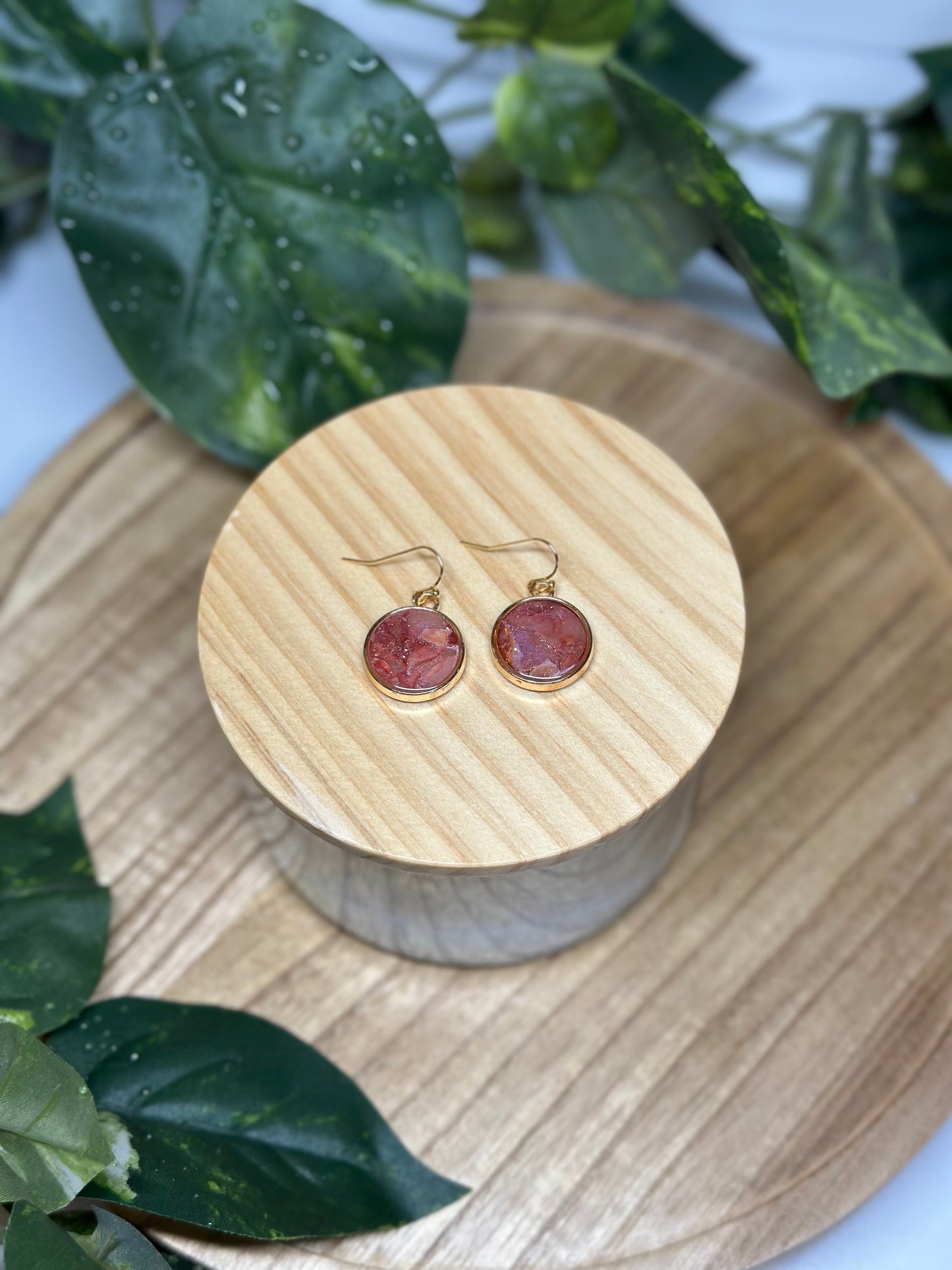 Circle Earrings - Dark Pink 1