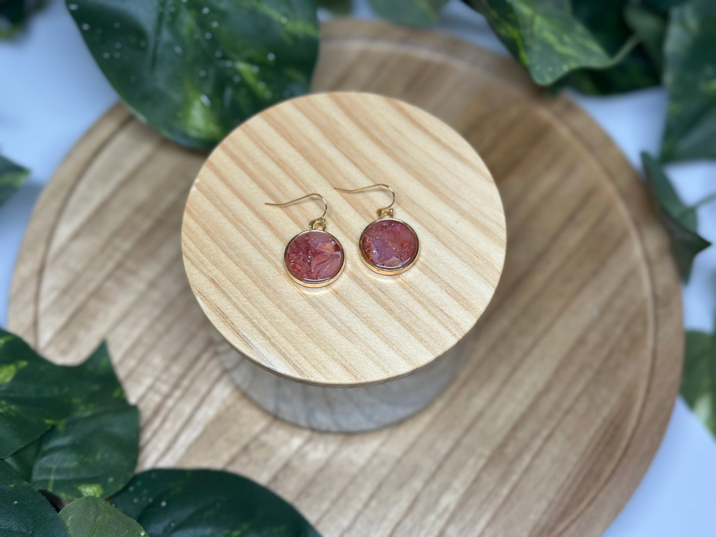 Circle Earrings - Dark Pink 1