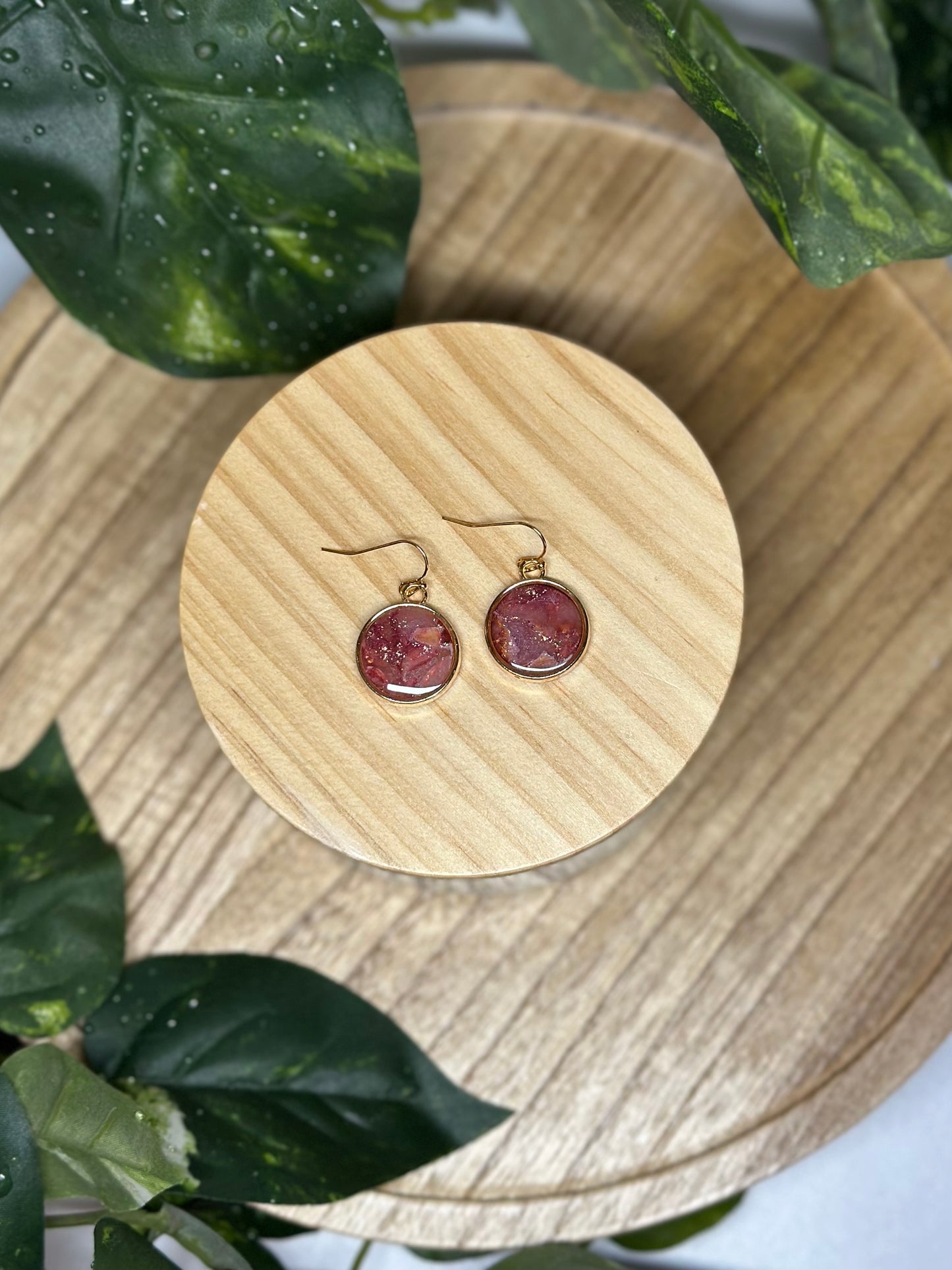 Circle Earrings - Dark Pink 1