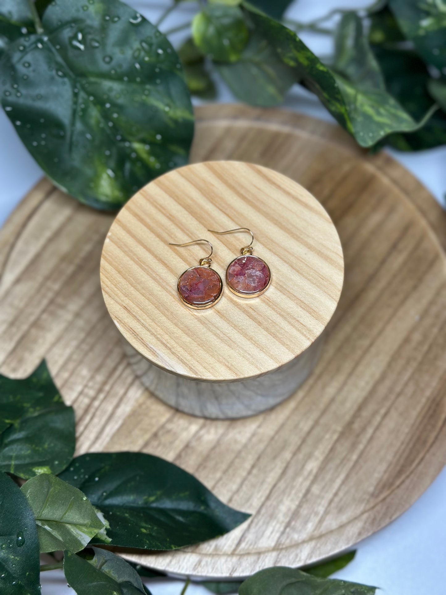 Circle Earrings - Dark Pink 2