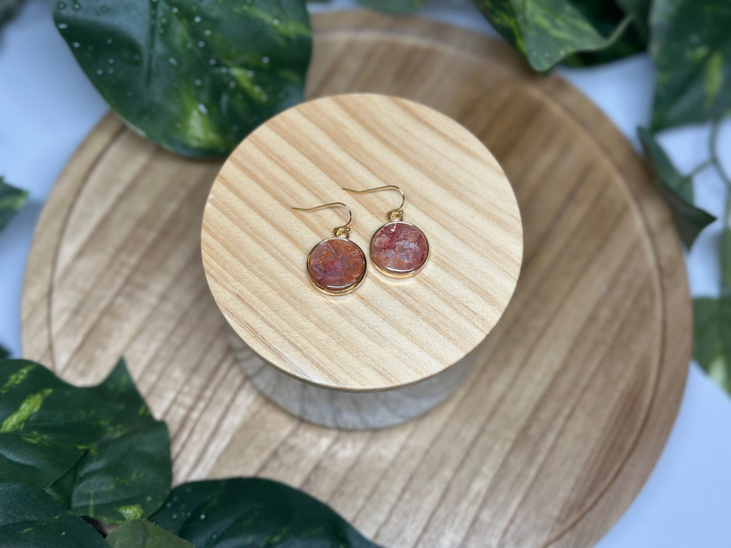 Circle Earrings - Dark Pink 2