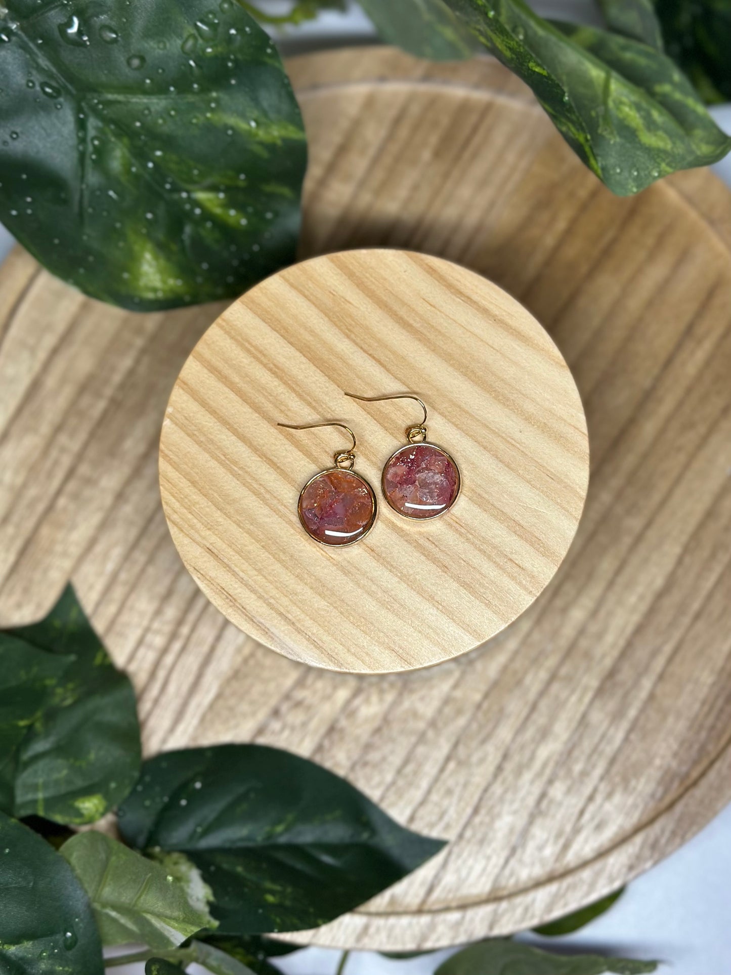 Circle Earrings - Dark Pink 2
