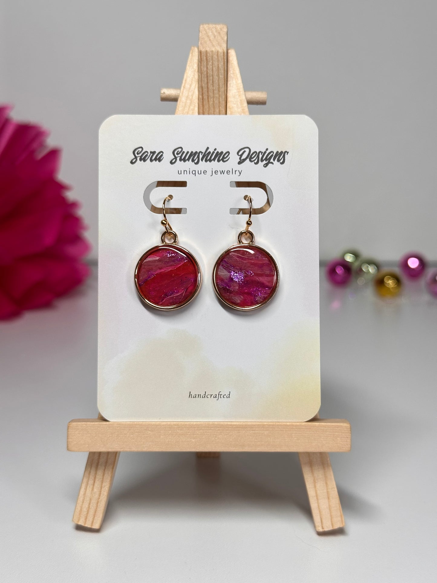 Circle Earrings - Fuchsia 1