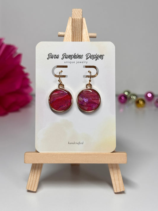 Circle Earrings - Fuchsia 1