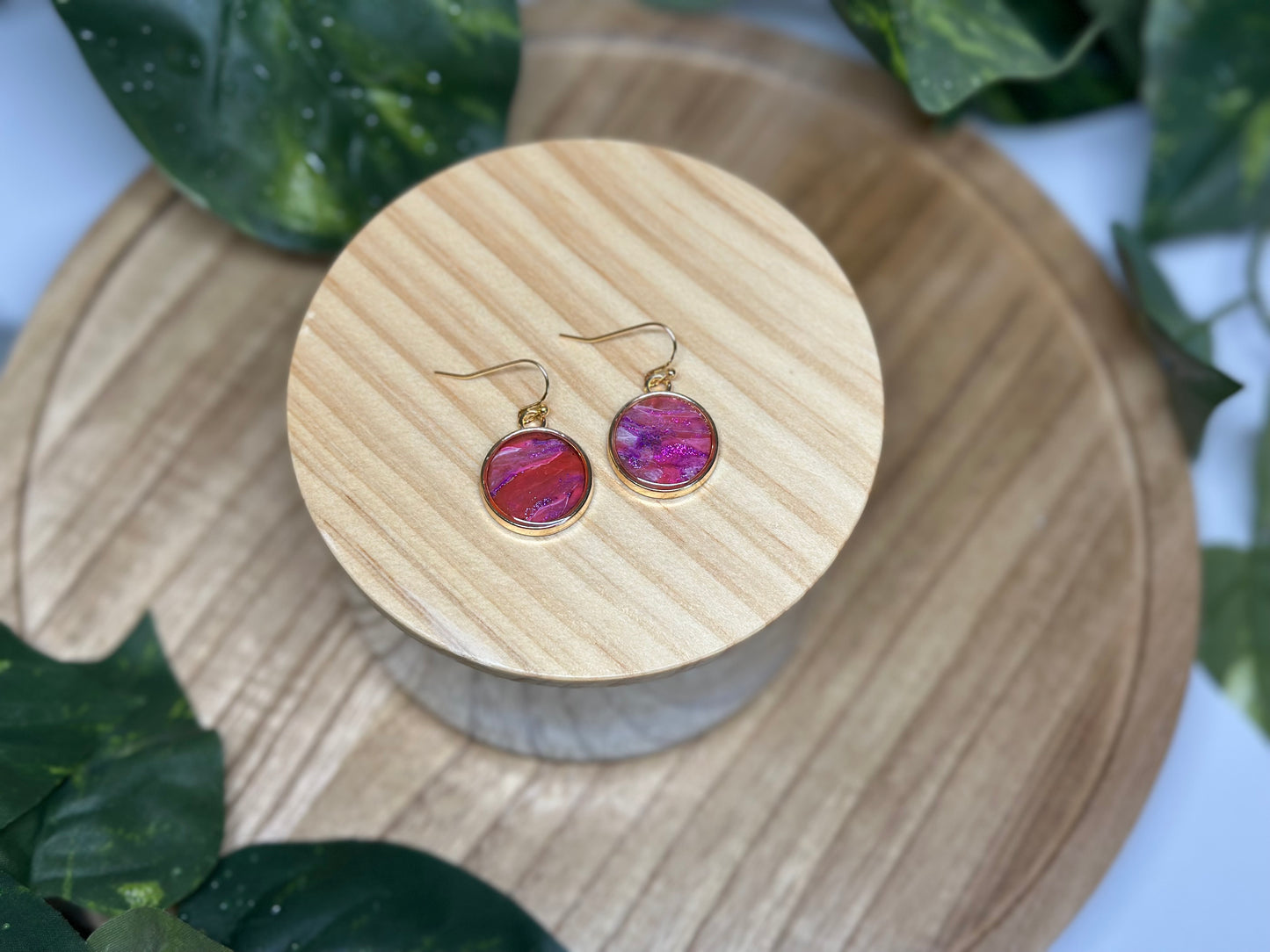 Circle Earrings - Fuchsia 1