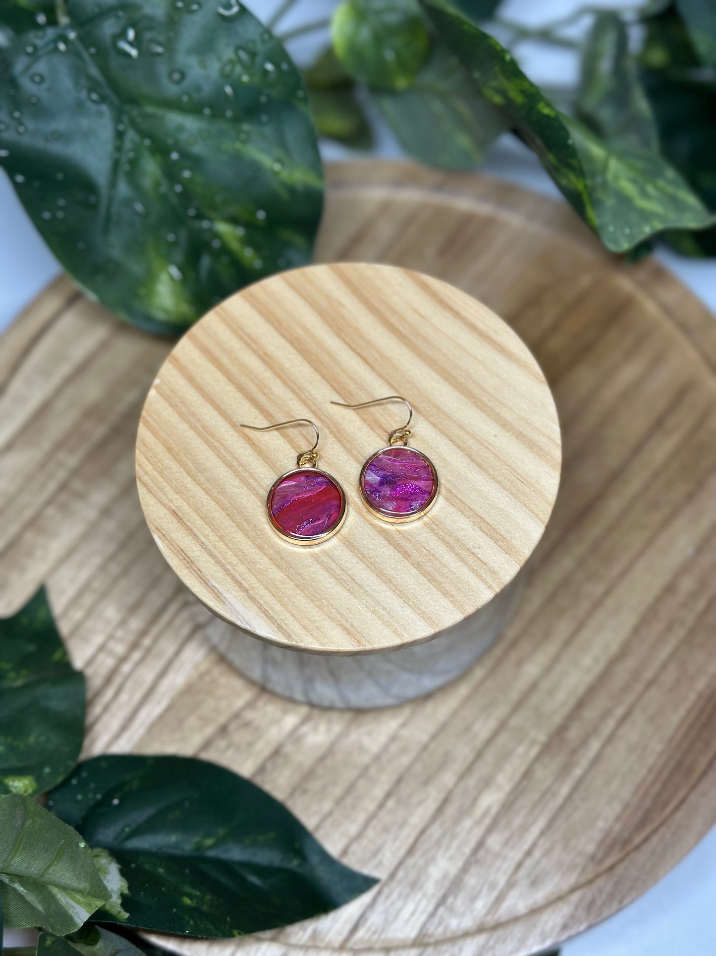 Circle Earrings - Fuchsia 1