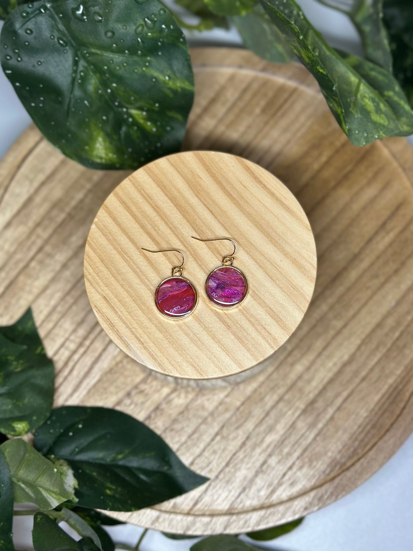 Circle Earrings - Fuchsia 1