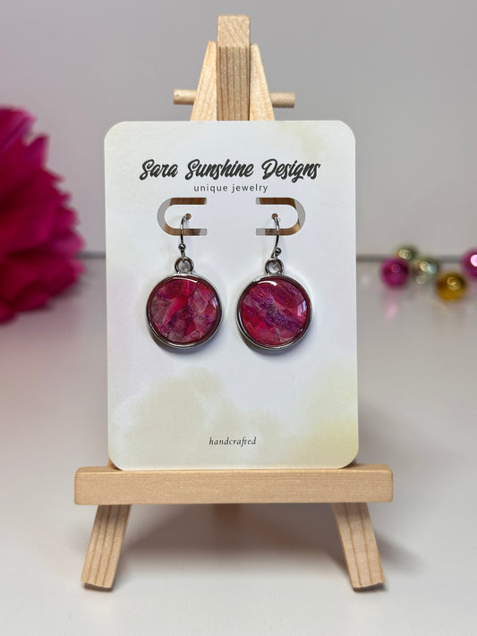 Circle Earrings - Fuchsia 2