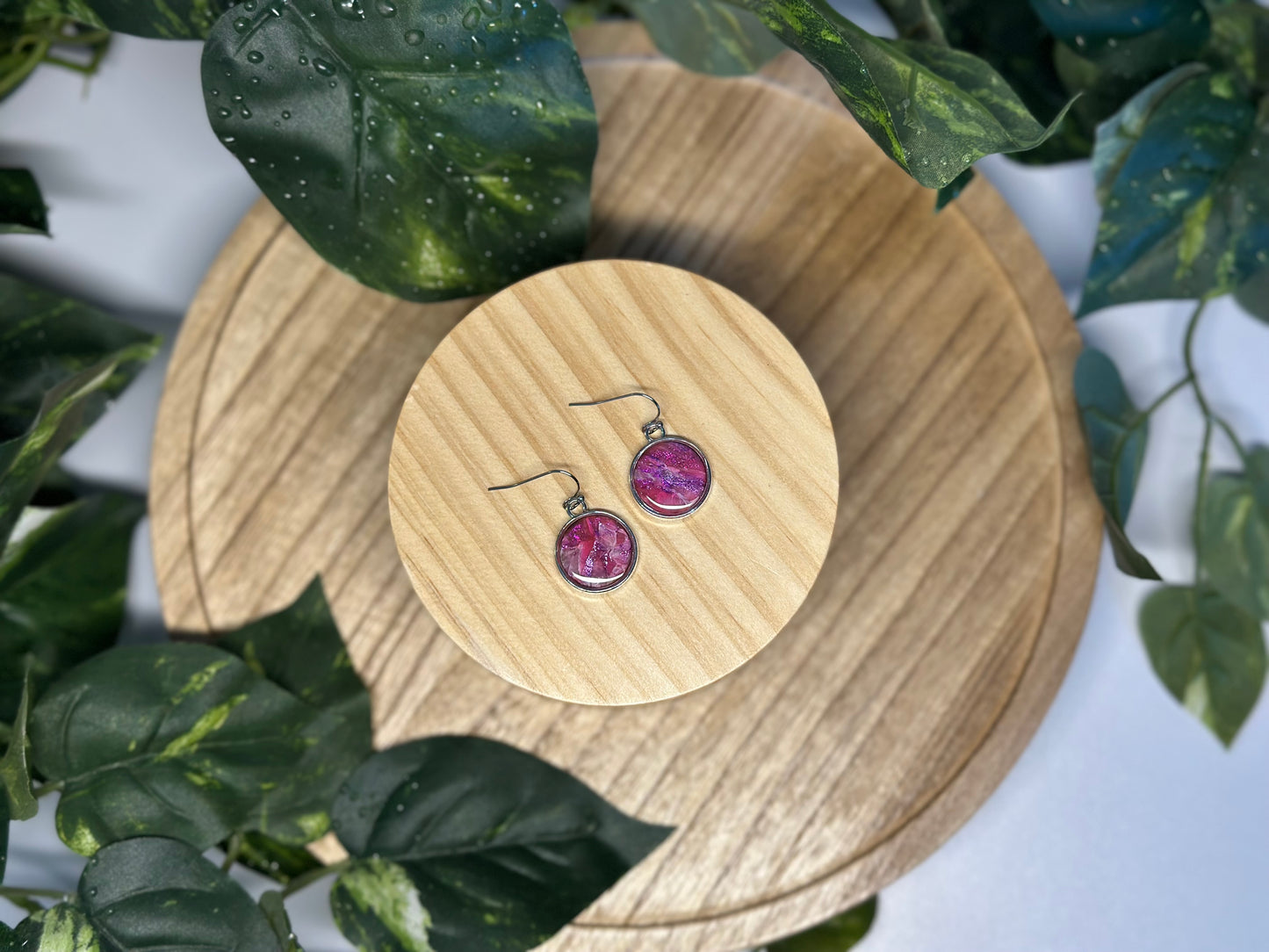 Circle Earrings - Fuchsia 2
