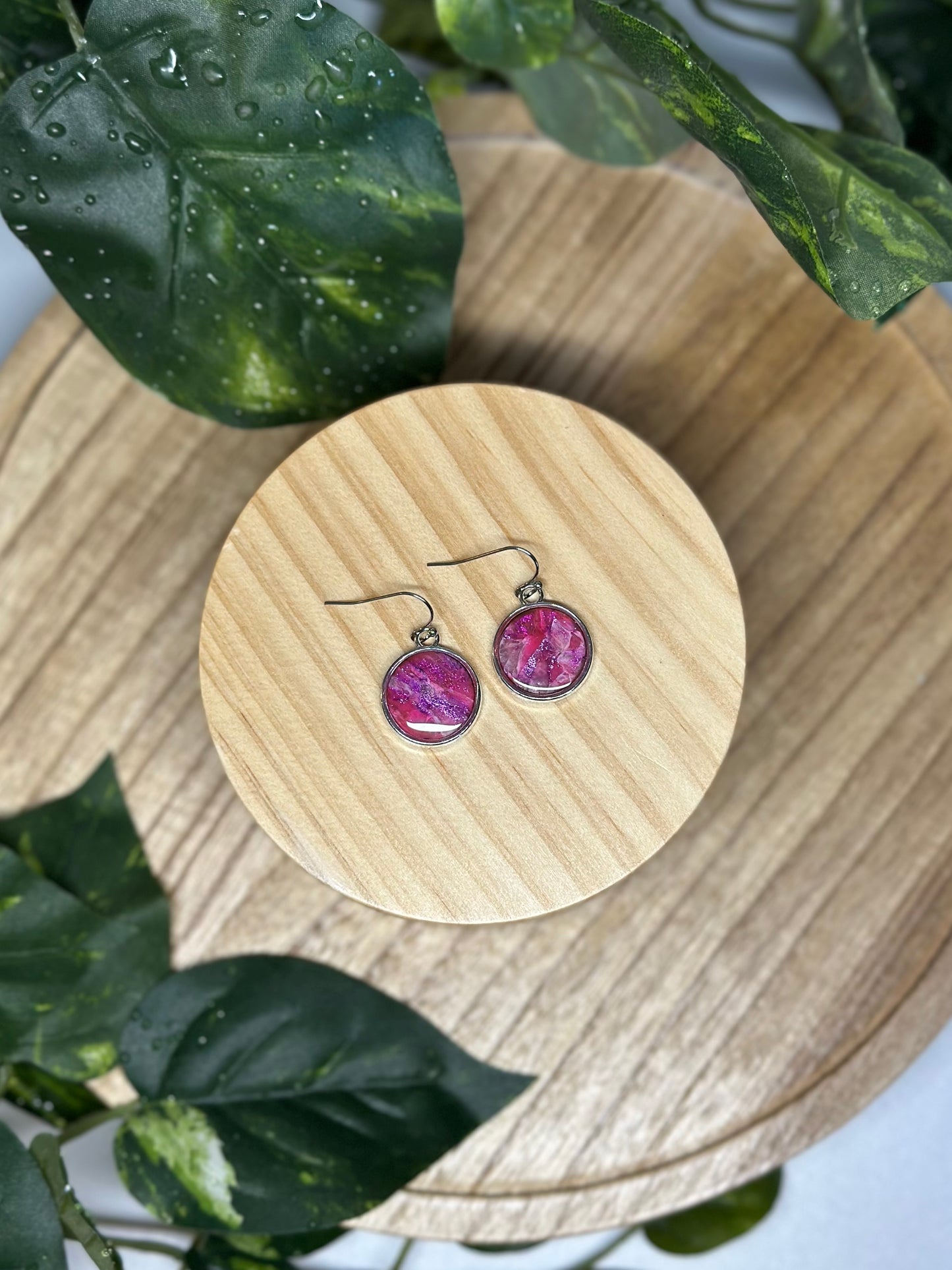Circle Earrings - Fuchsia 2