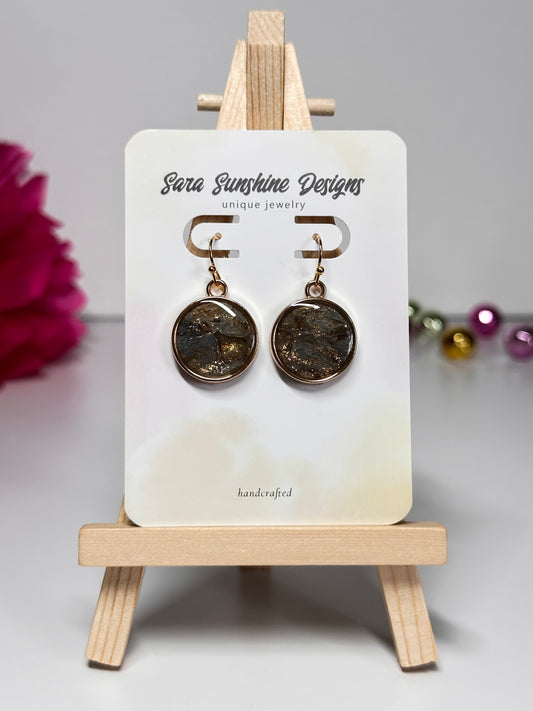 Circle Earrings - Black & Gold