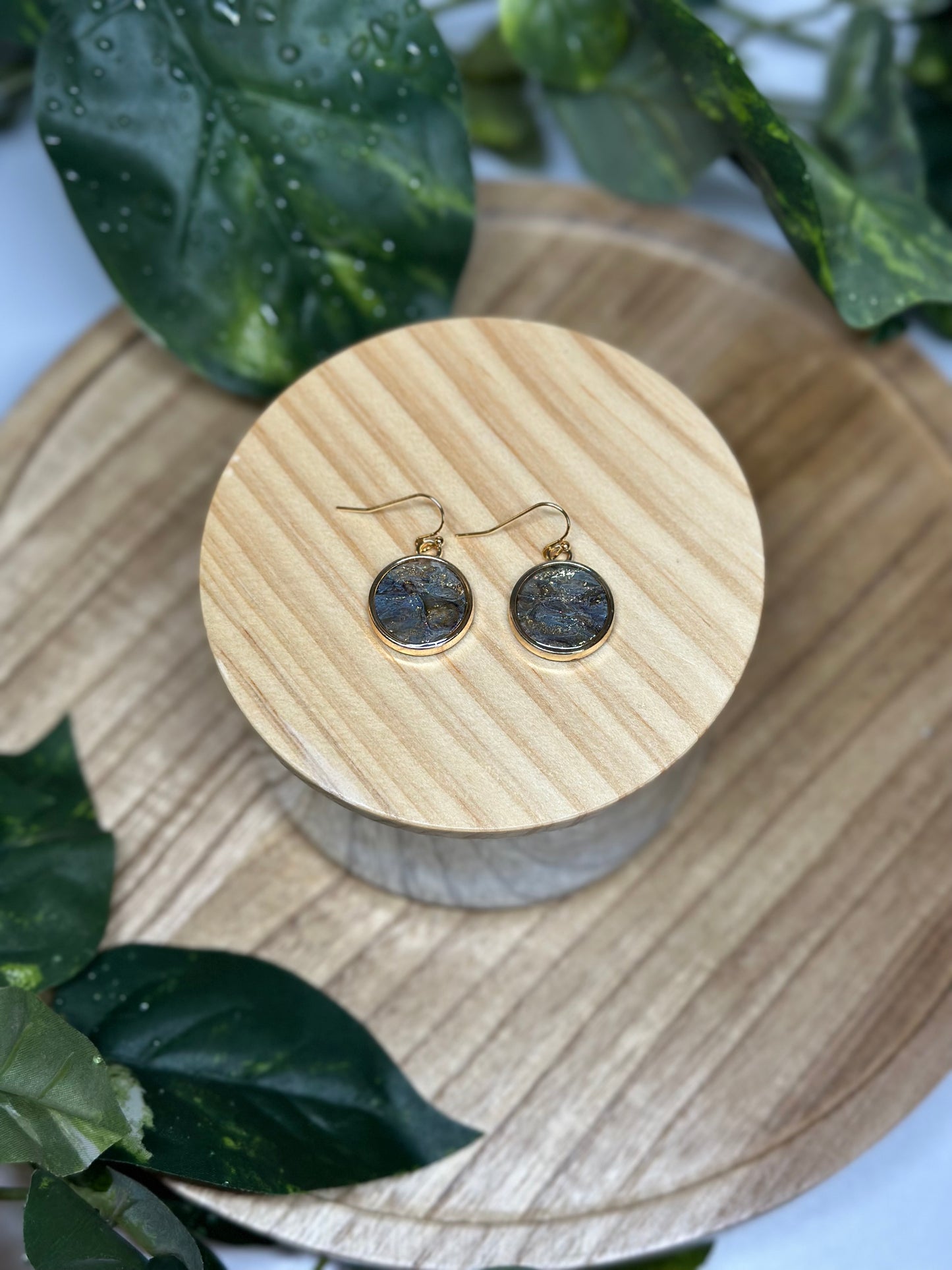 Circle Earrings - Black & Gold