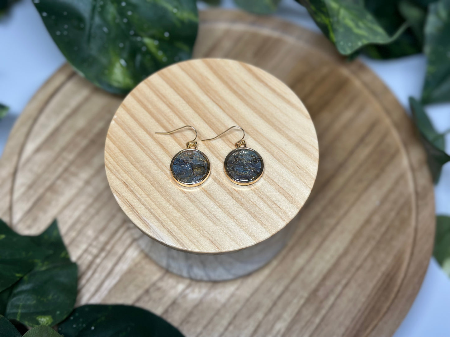 Circle Earrings - Black & Gold