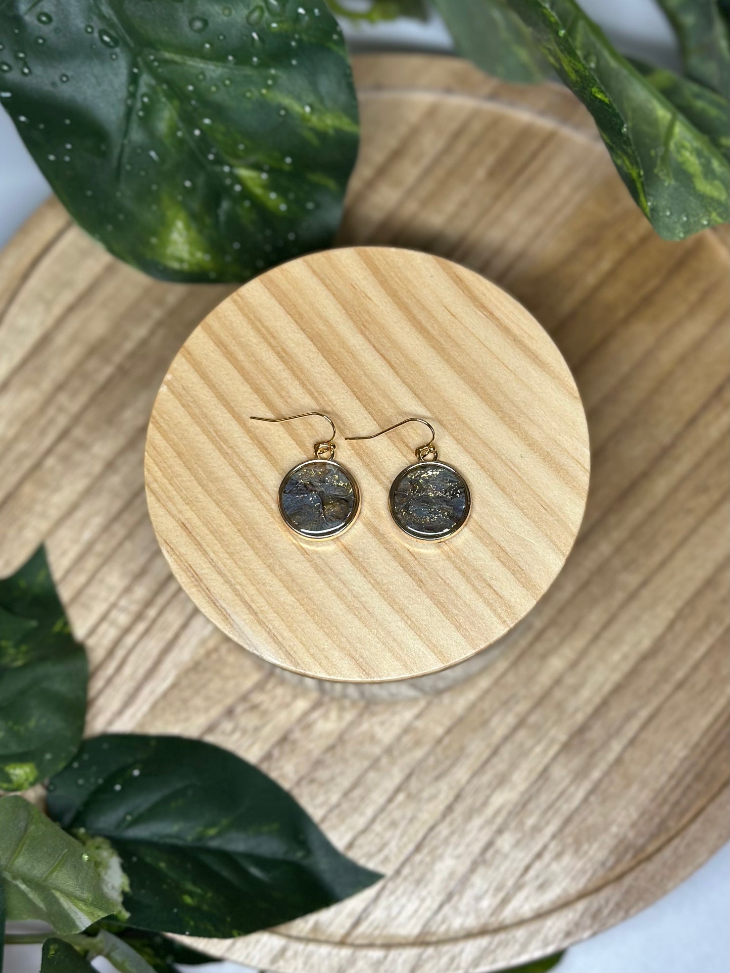 Circle Earrings - Black & Gold
