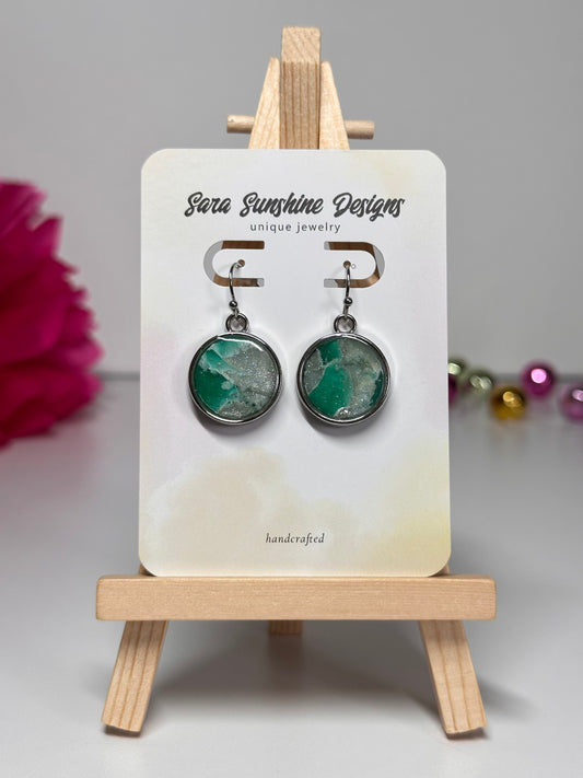 Circle Earrings - Green 1