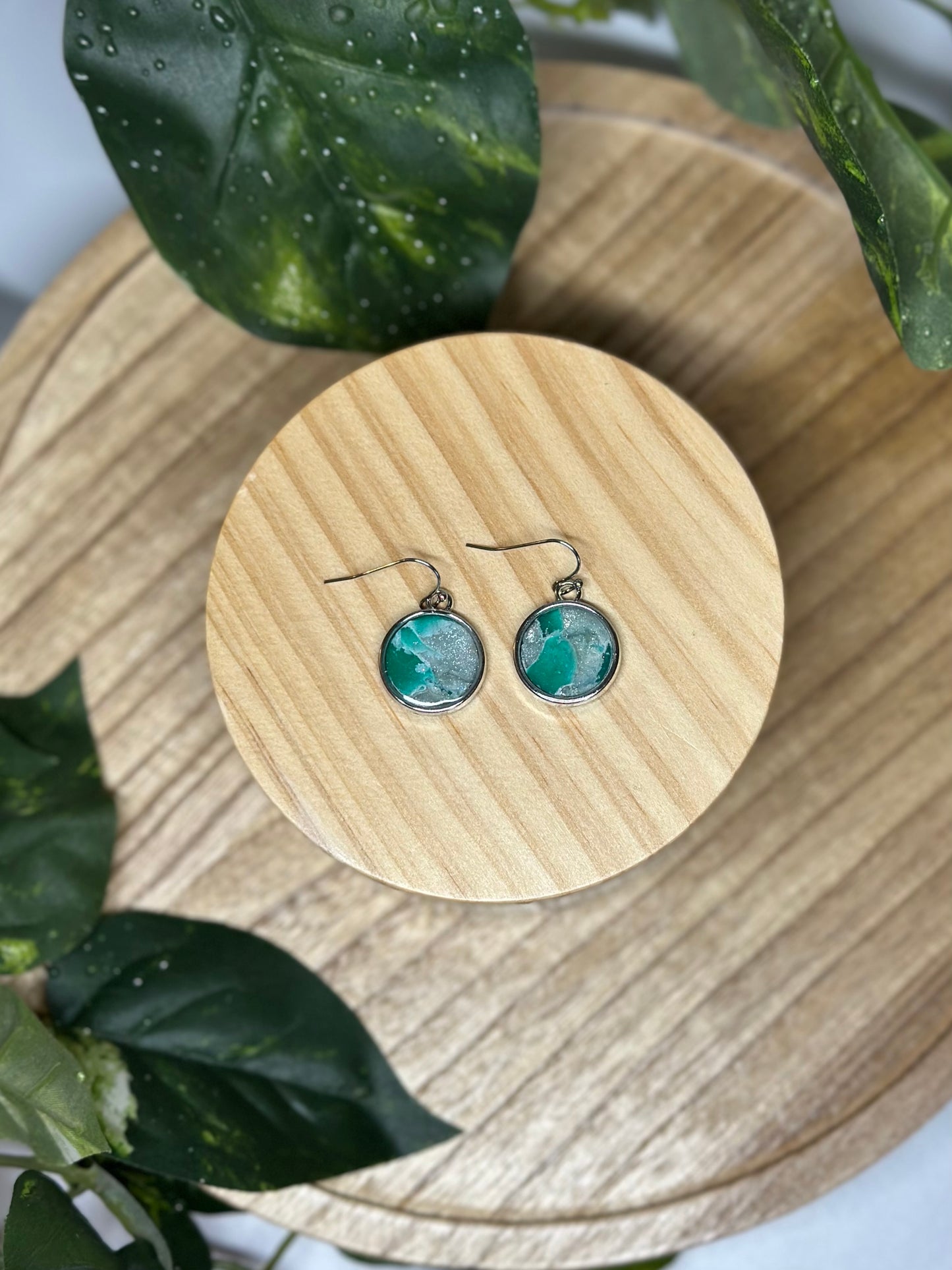 Circle Earrings - Green 1