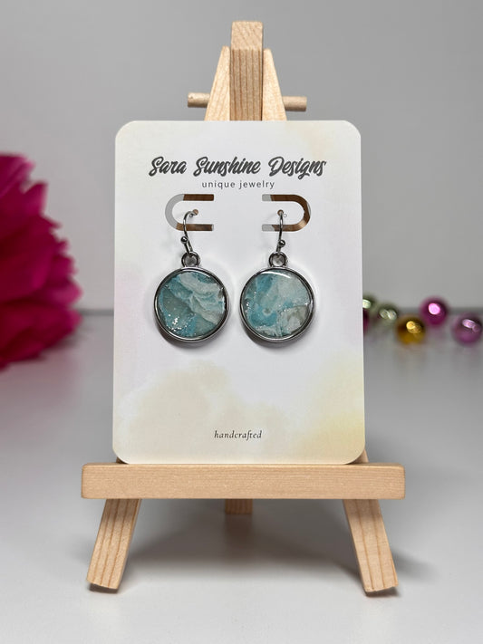 Circle Earrings - Light Blue