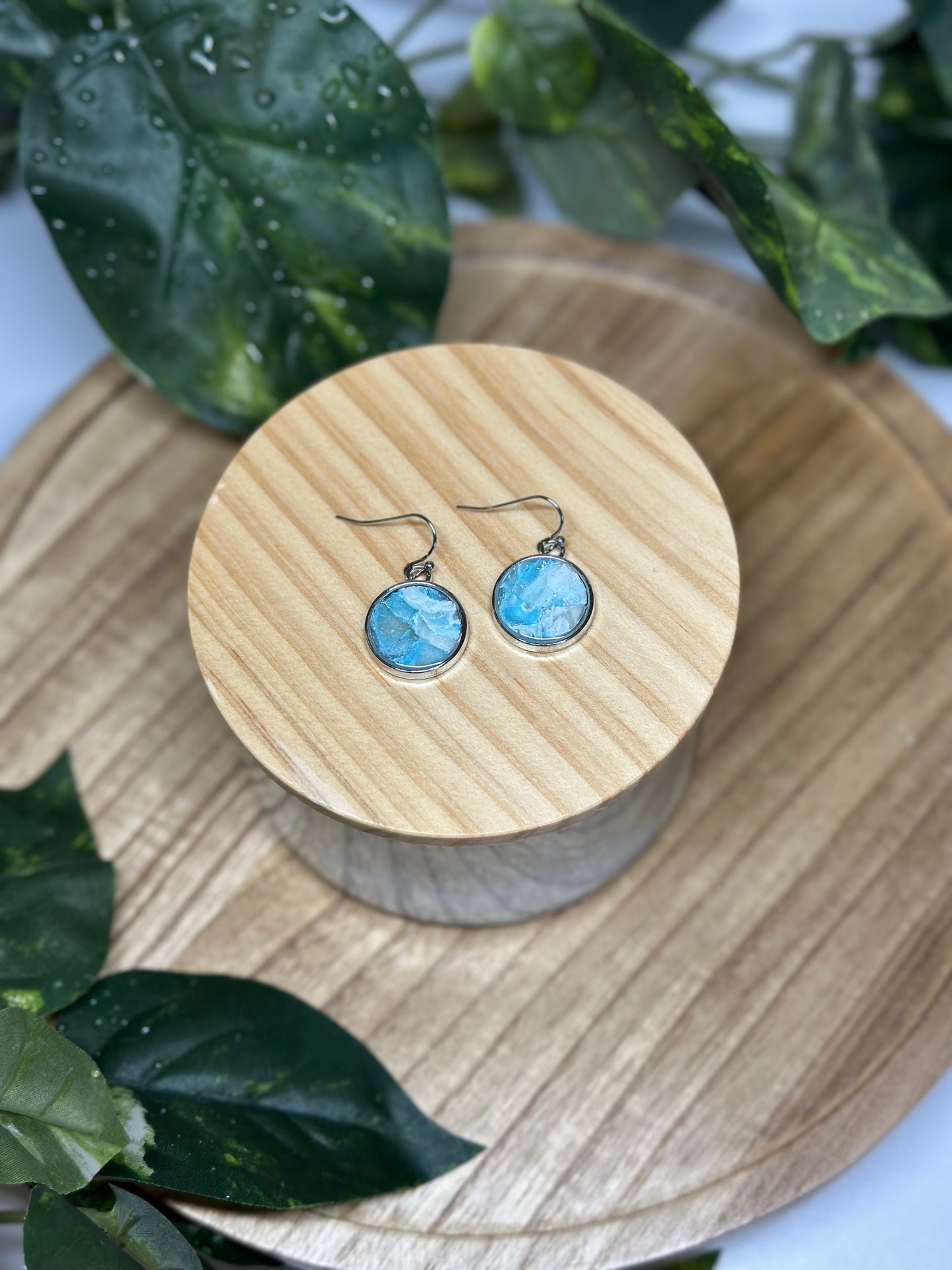 Circle Earrings - Light Blue