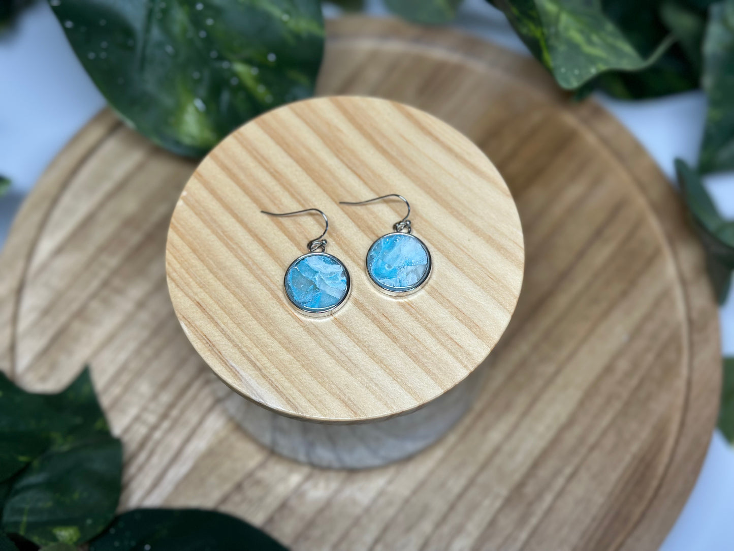 Circle Earrings - Light Blue