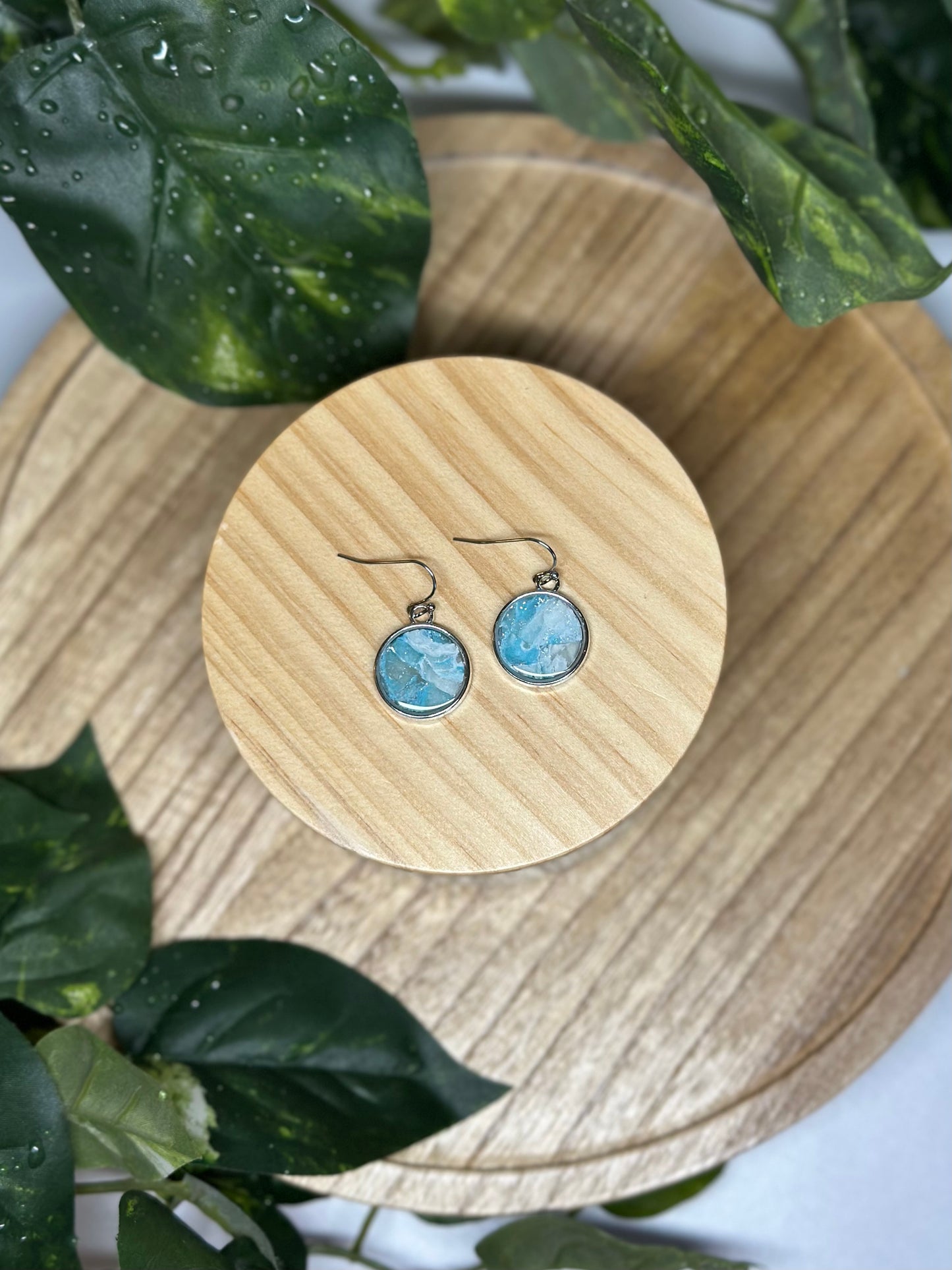 Circle Earrings - Light Blue
