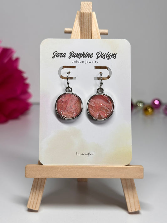 Circle Earrings - Light Pink
