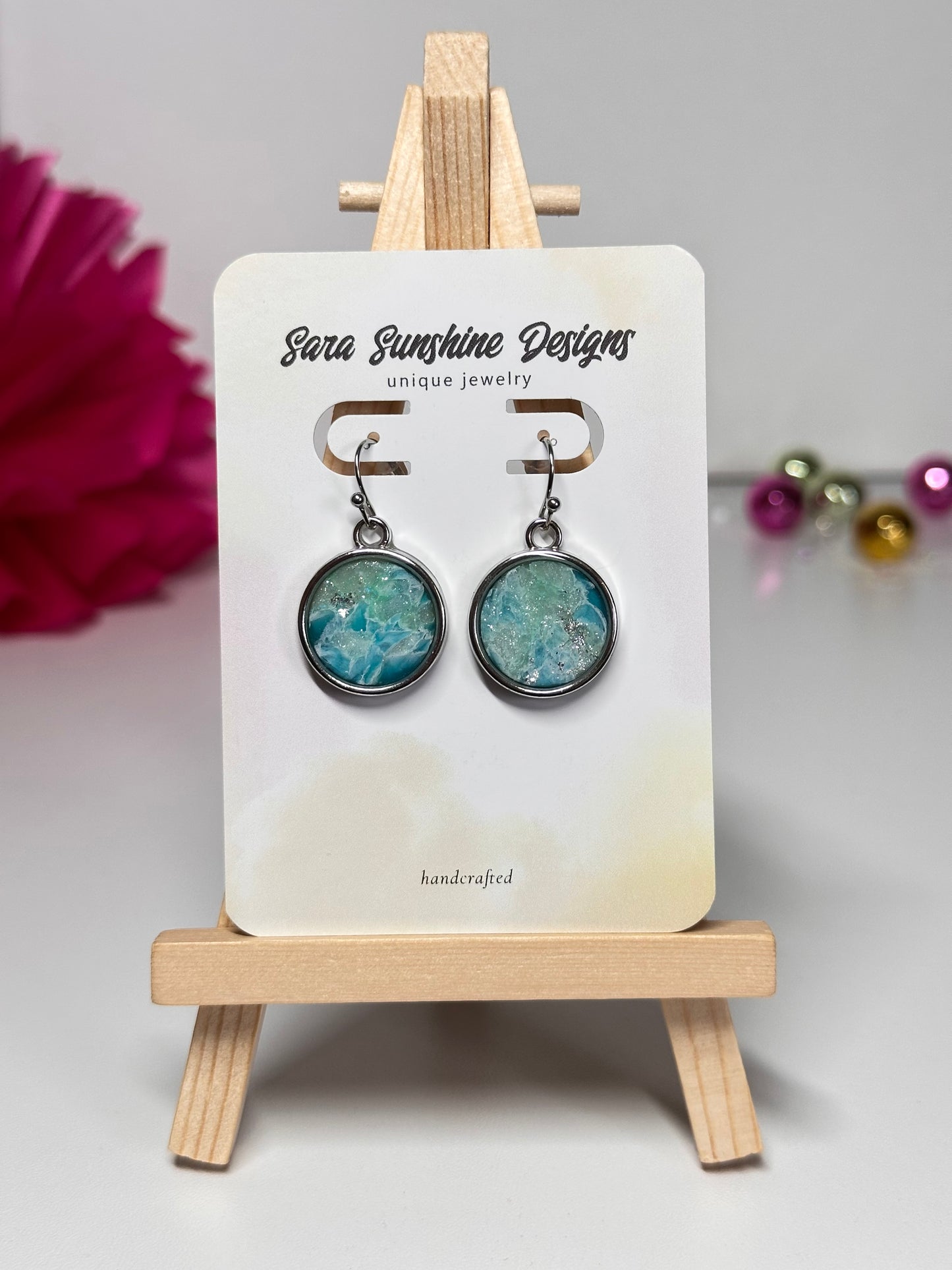 Circle Earrings - Ocean Blue 2