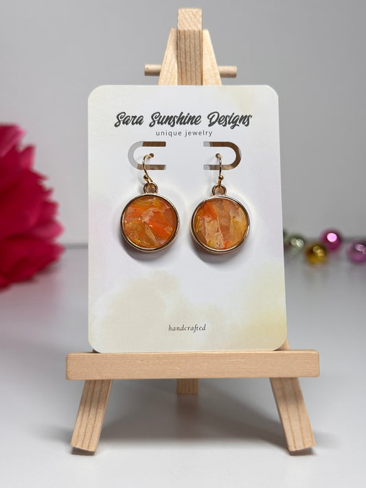 Circle Earrings - Orange