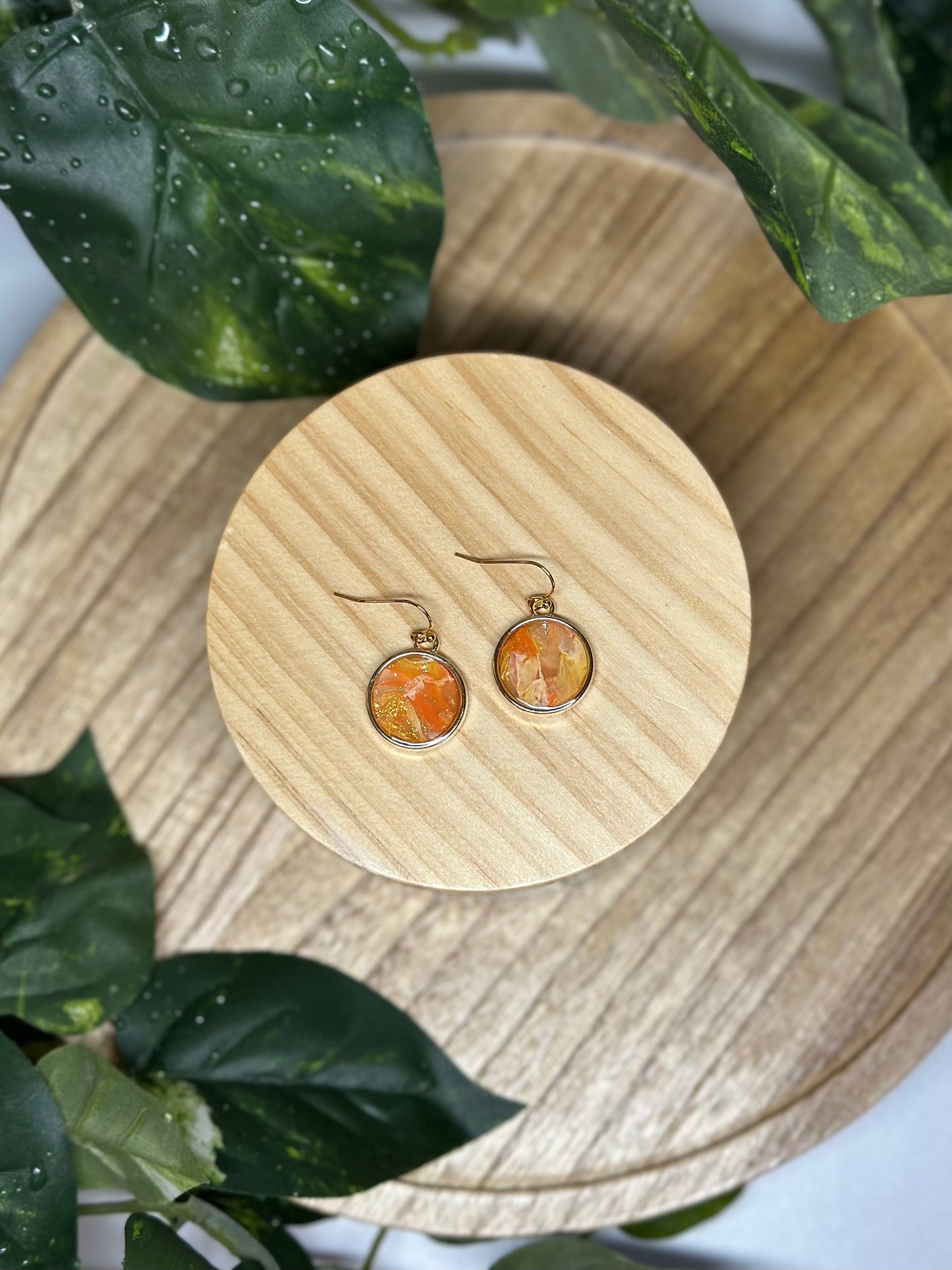 Circle Earrings - Orange