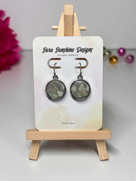 Circle Earrings - Celestial Green