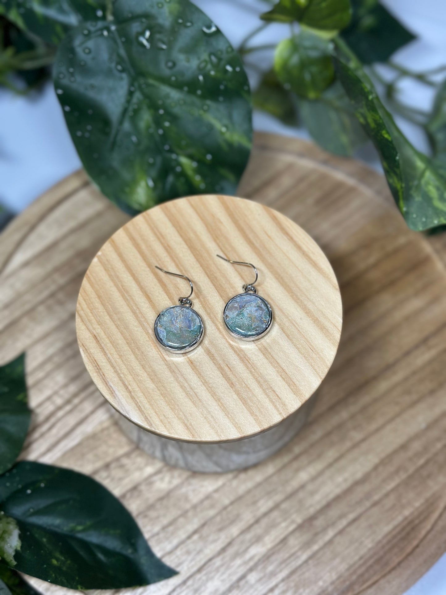 Circle Earrings - Celestial Green