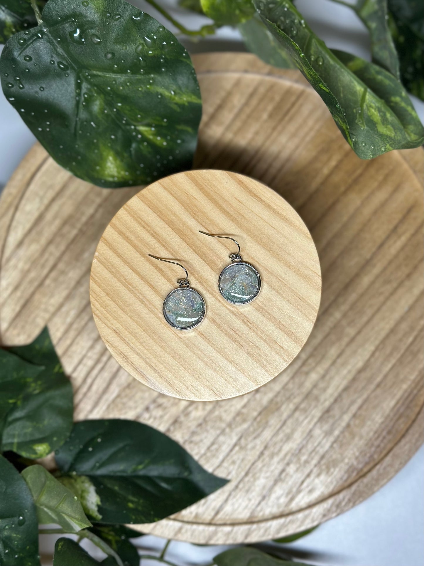 Circle Earrings - Celestial Green