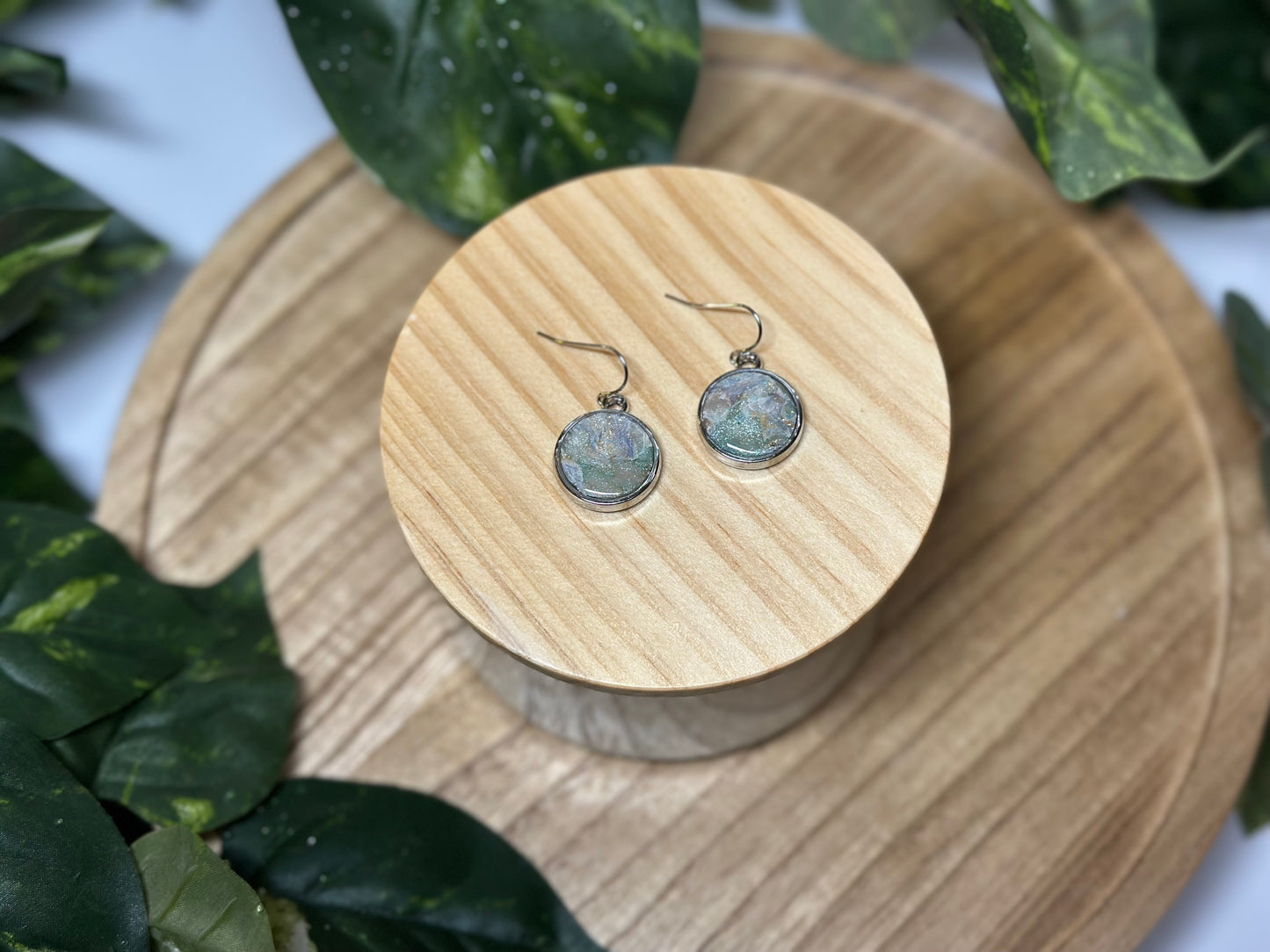 Circle Earrings - Celestial Green