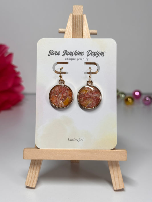 Circle Earrings - Yellow & Pink