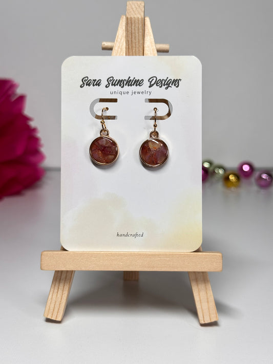 Circle Small Earrings - Dark Pink 1