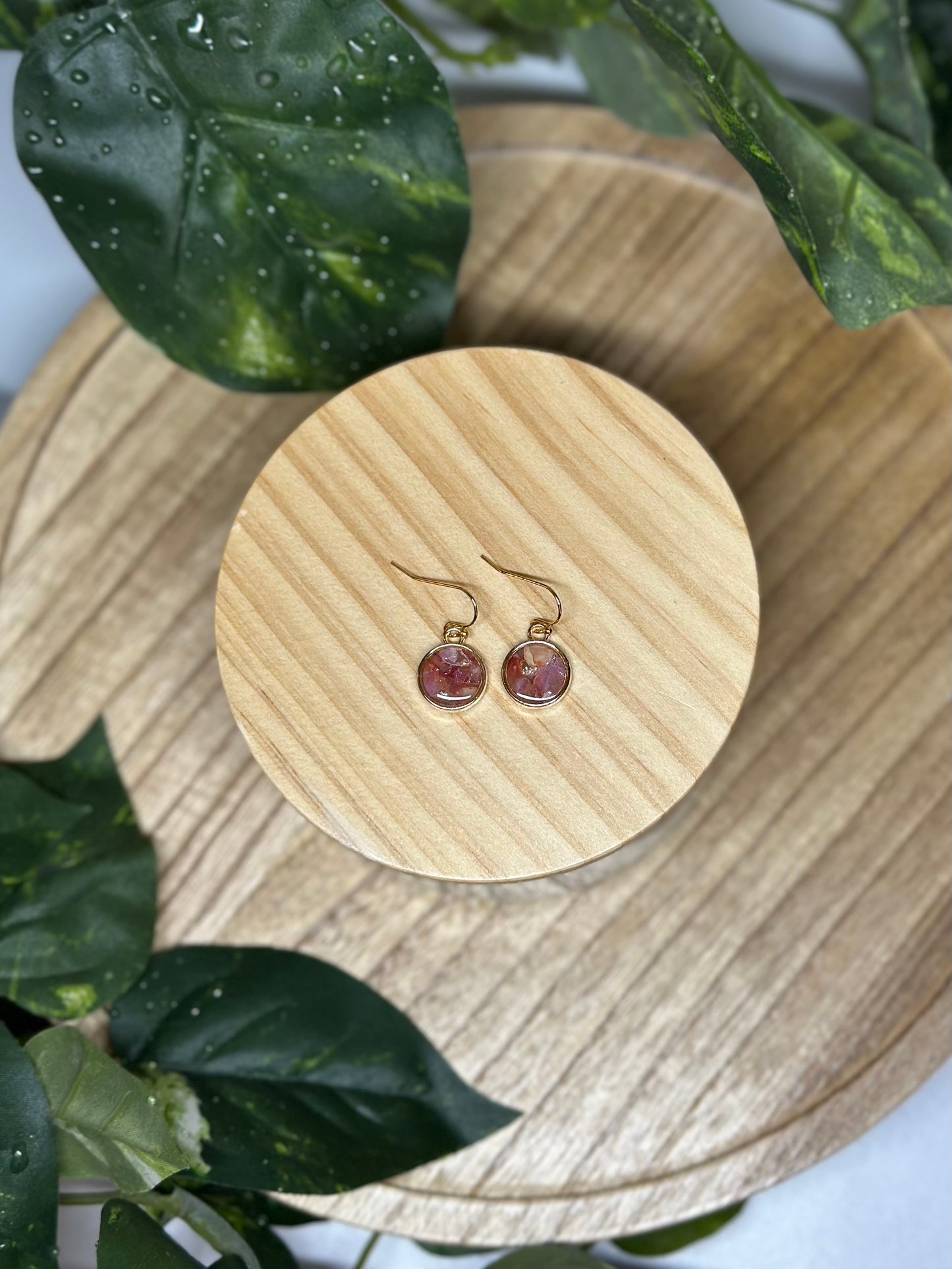 Circle Small Earrings - Dark Pink 1