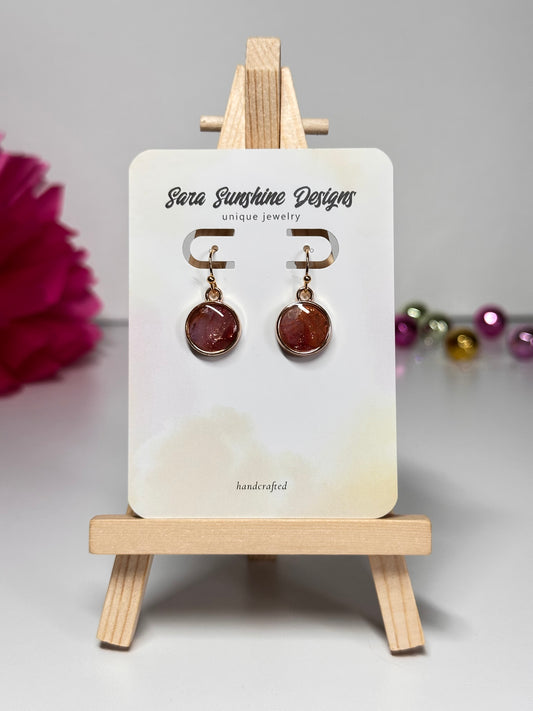 Circle Small Earrings - Dark Pink 2