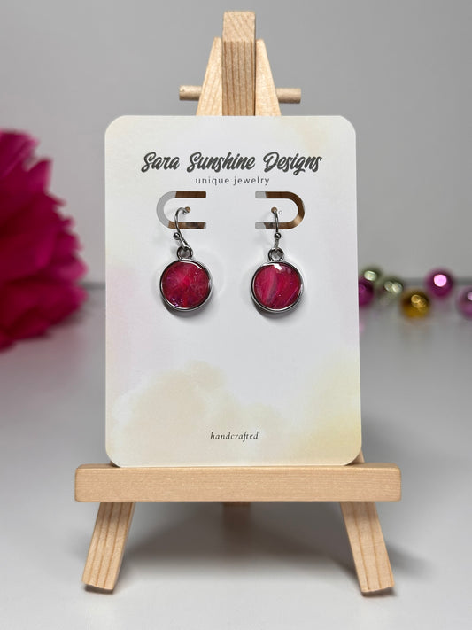 Circle Small Earrings - Fuchsia